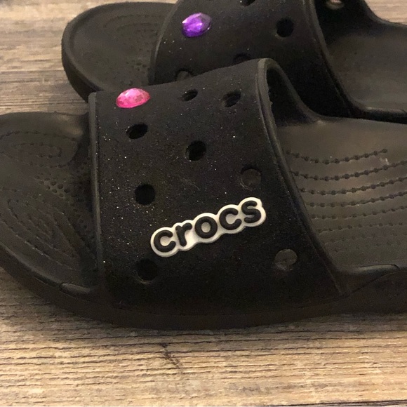 Crocs Black Slip on Sandals Womens Size 9 Slide - Picture 3 of 7